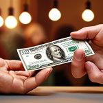 Donations**

"Hands donating money to a charity, blurred background showing community support, warm lighting."

**
